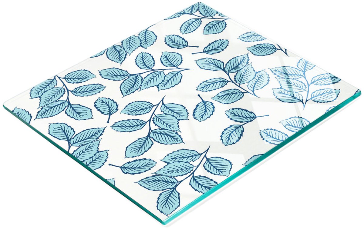Decoratieve glazen snij- en serveerplank in bladvorm voor in de keuken, 60x52 cm