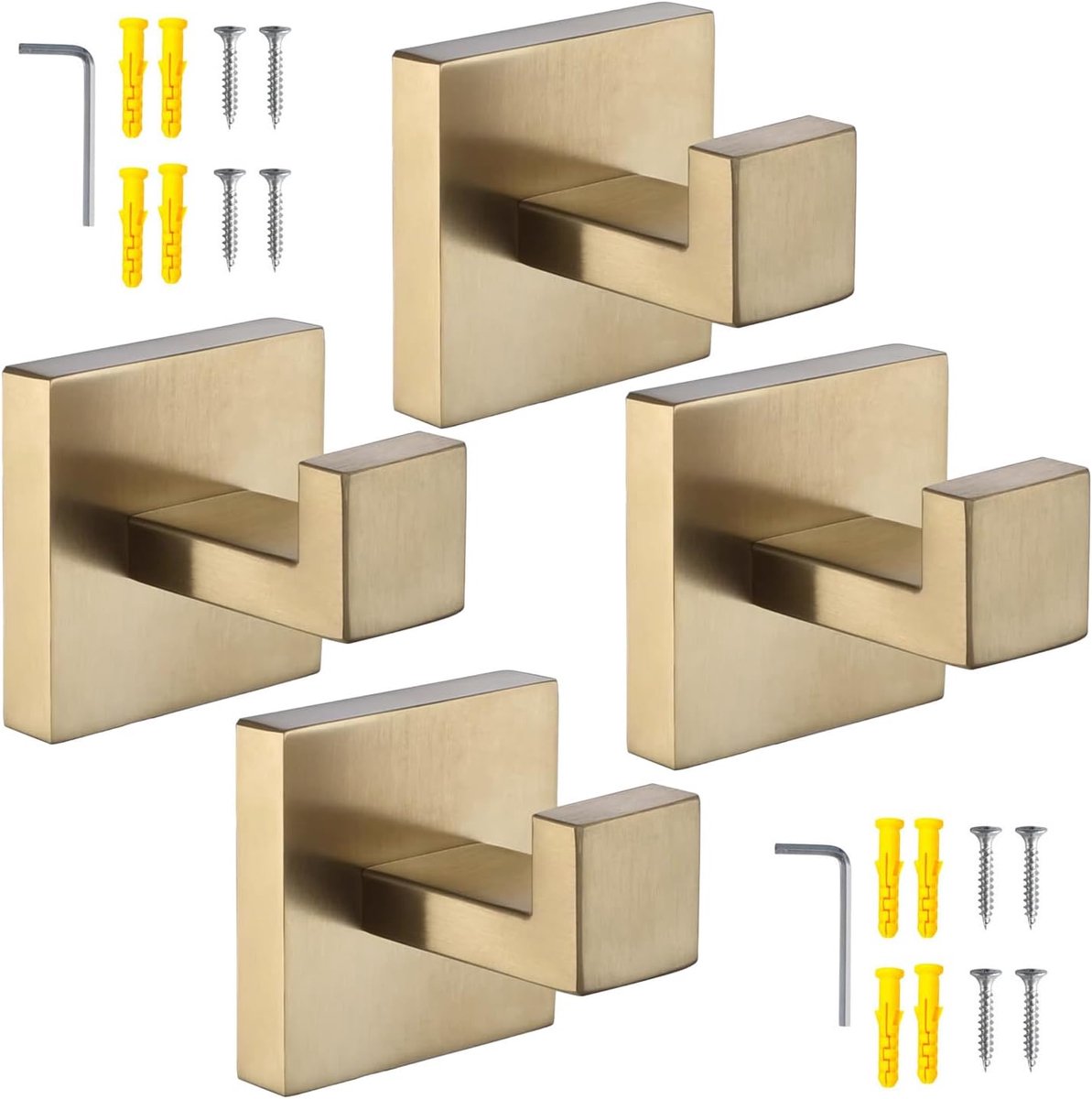 Wandhaken RVS - Badkamer Haken - Keuken Ophangen - Roestvrij Staal - 5 x 5.5 cm - Goudkleurig