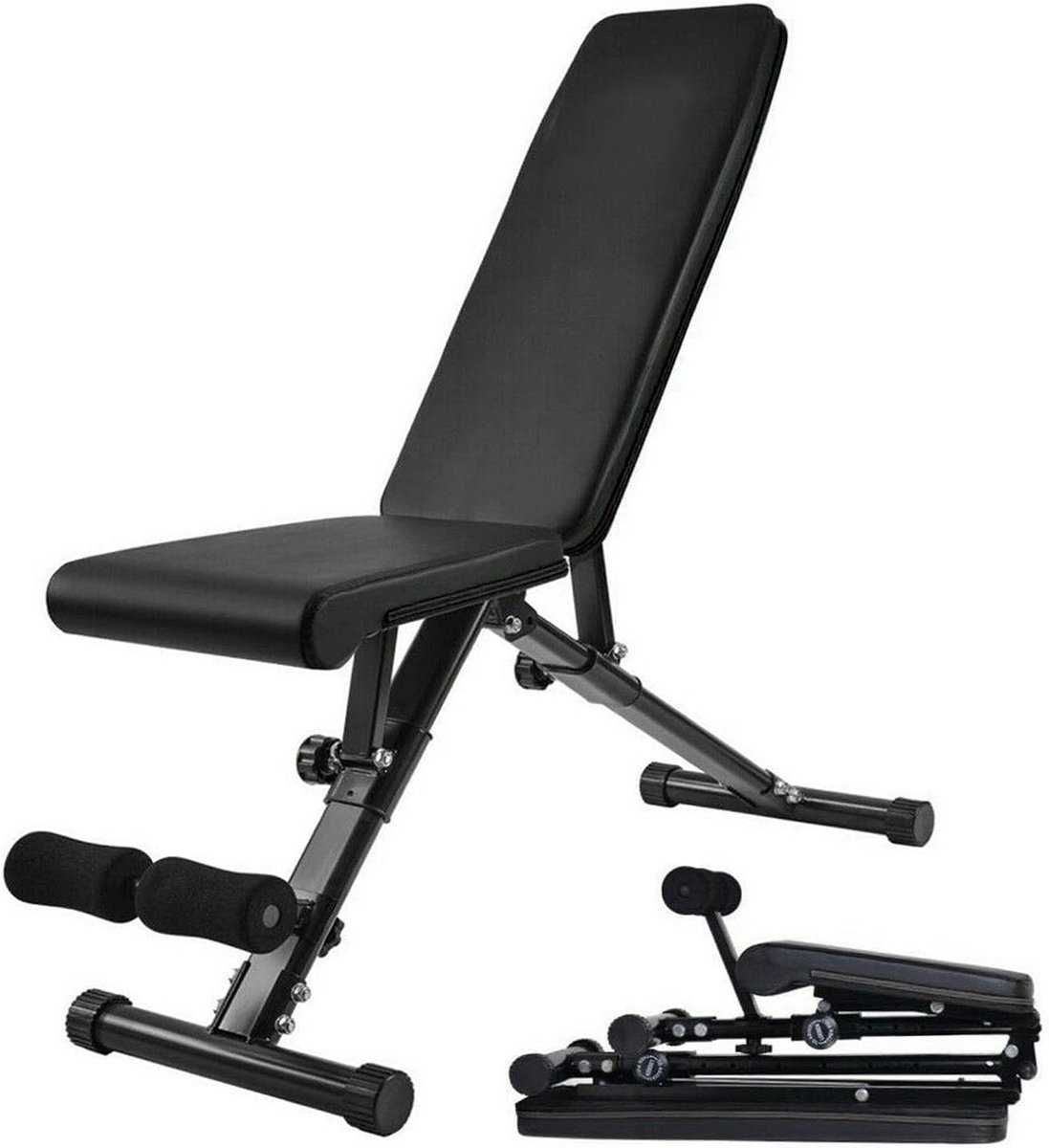 Verstelbare Halterbank - Fitness Bank - Thuis Workout - Opvouwbaar Ontwerp - 80 x 32 x 28 cm - Zwart