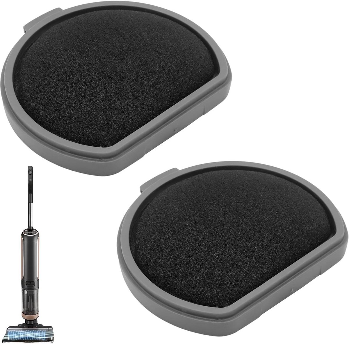 Wasbare Stofzuigerfilters - Reservefilters Set - Optimale Filtratie - Hoge Duurzaamheid - 8x9x1 cm