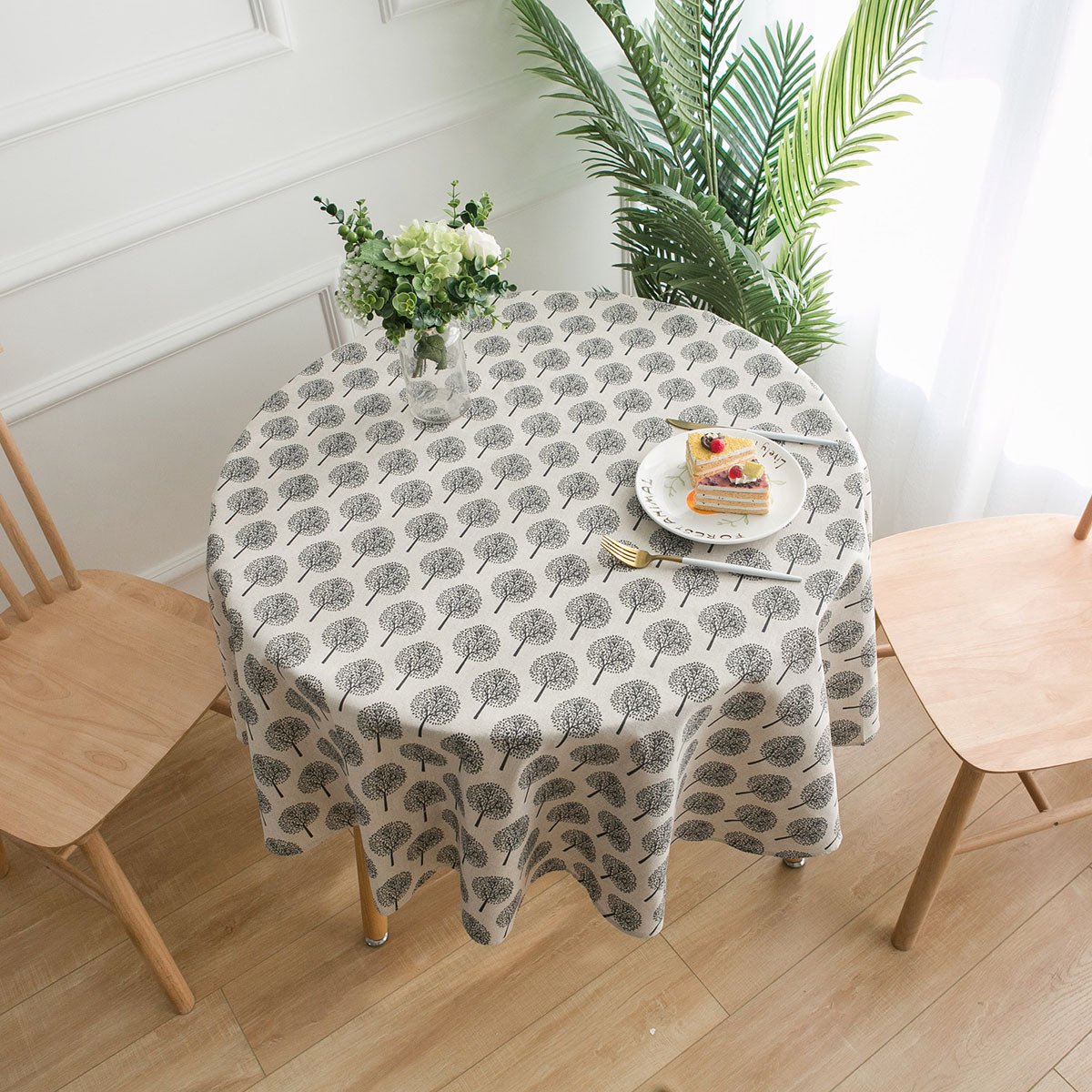 Rond tafelkleed - Scandinavisch wasbaar tafelkleed - decoratief tafelkleed (150 cm)