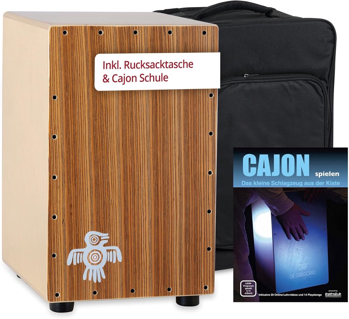 Cajon Peruana Set - Peru Cajon - Muziek Maken - Verstelbaar Snare Effect - 31x30x48 cm - Zebrano