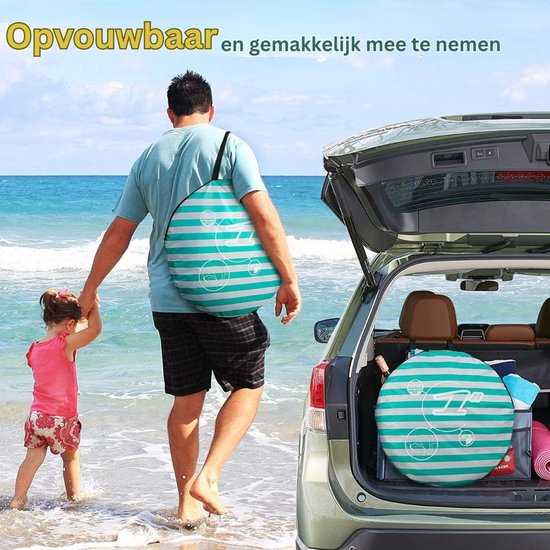 CLVP® Strandtent UV Bescherming - Strandtent Baby Pop Up - Strandtentje Extra Licht - Strandschelp - Strand Tent - Groen en Wit van CLVP® — afbeelding 2