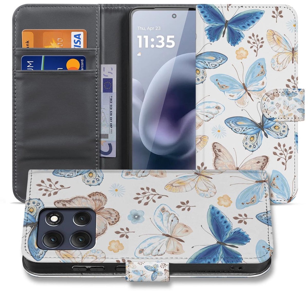 Book Case voor Motorola Moto G86 Wallet Hoesje Vlinder
