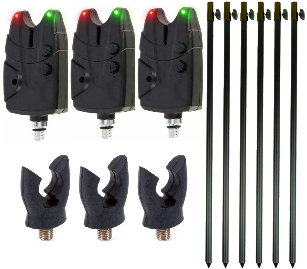 Eurocatch Beetmelder Bankstick set 3 rod - Karpervissen - Beetverklikker - Hengelsteun