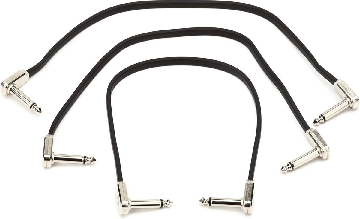 Patchkabel Set - Verbindingskabel Muziek - Geluidsapparatuur - Platte Kabel - 30 cm - Zwart