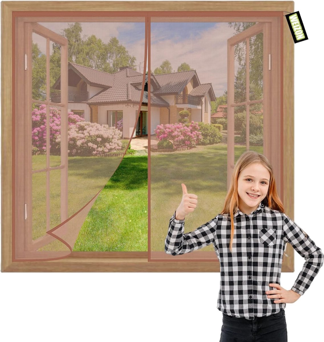 Vliegenraam 60x95cm Automatisch Sluitend Wasbaar Vliegengordijn voor Deur en Raam