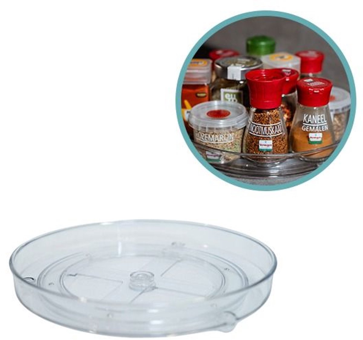 Nexxt Multifunctionele Draaitafel Organizer 23 cm - 360 Graden Keukenkast Organizer Transparant - BPA-vrij