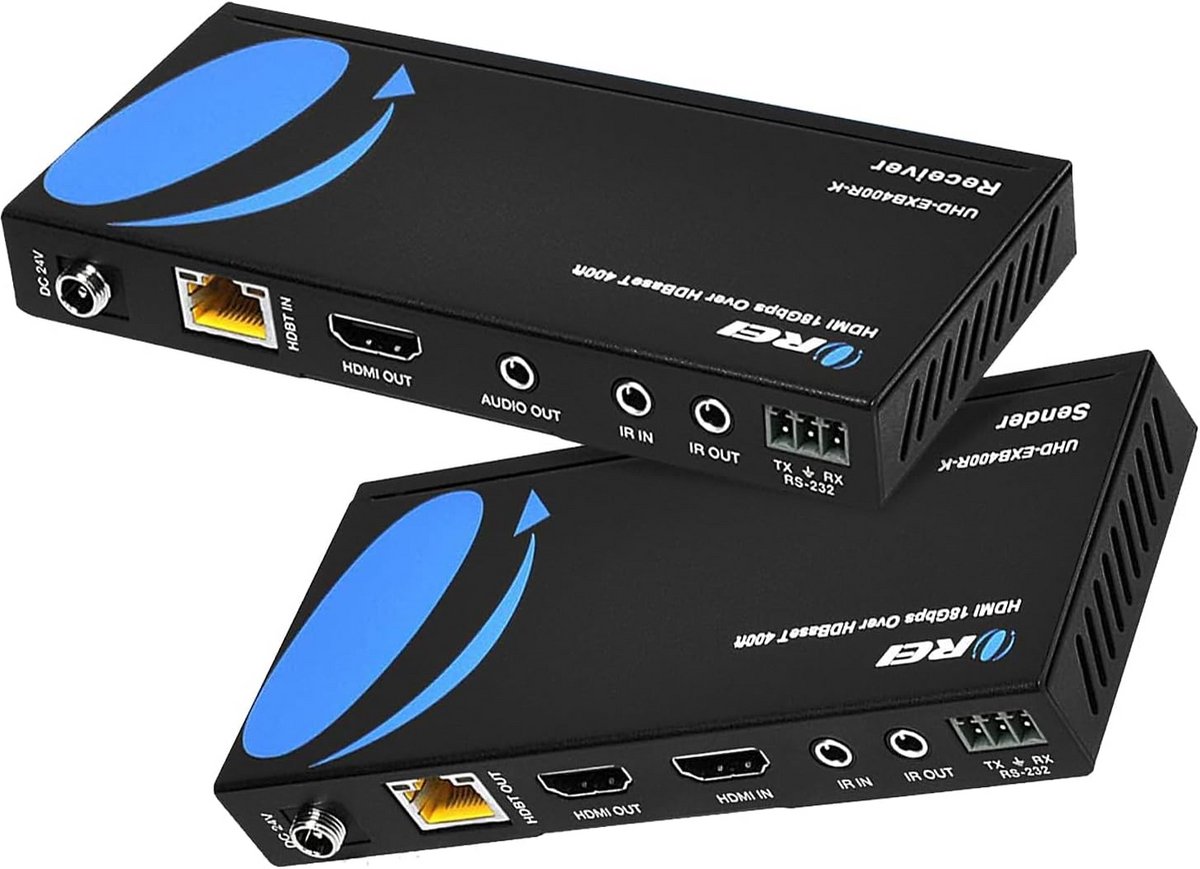 HDMI-extender Balun tot 400 voet met 4K @ 60Hz, HDR, CEC en IR-besturing - Geschikt voor Cat5e/6/7