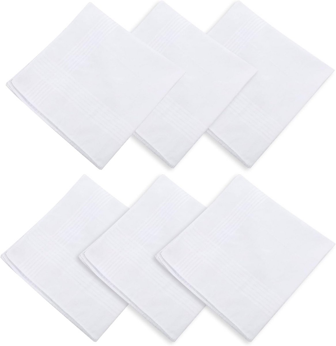 Witte Katoenen Zakdoeken voor Heren - 6 Stuks, 40 x 40 cm, Zacht en Elegant