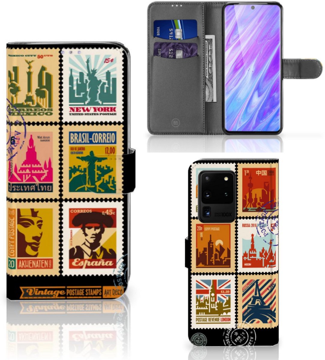 Book Case voor Samsung Galaxy S20 Ultra Flip Cover Postzegels