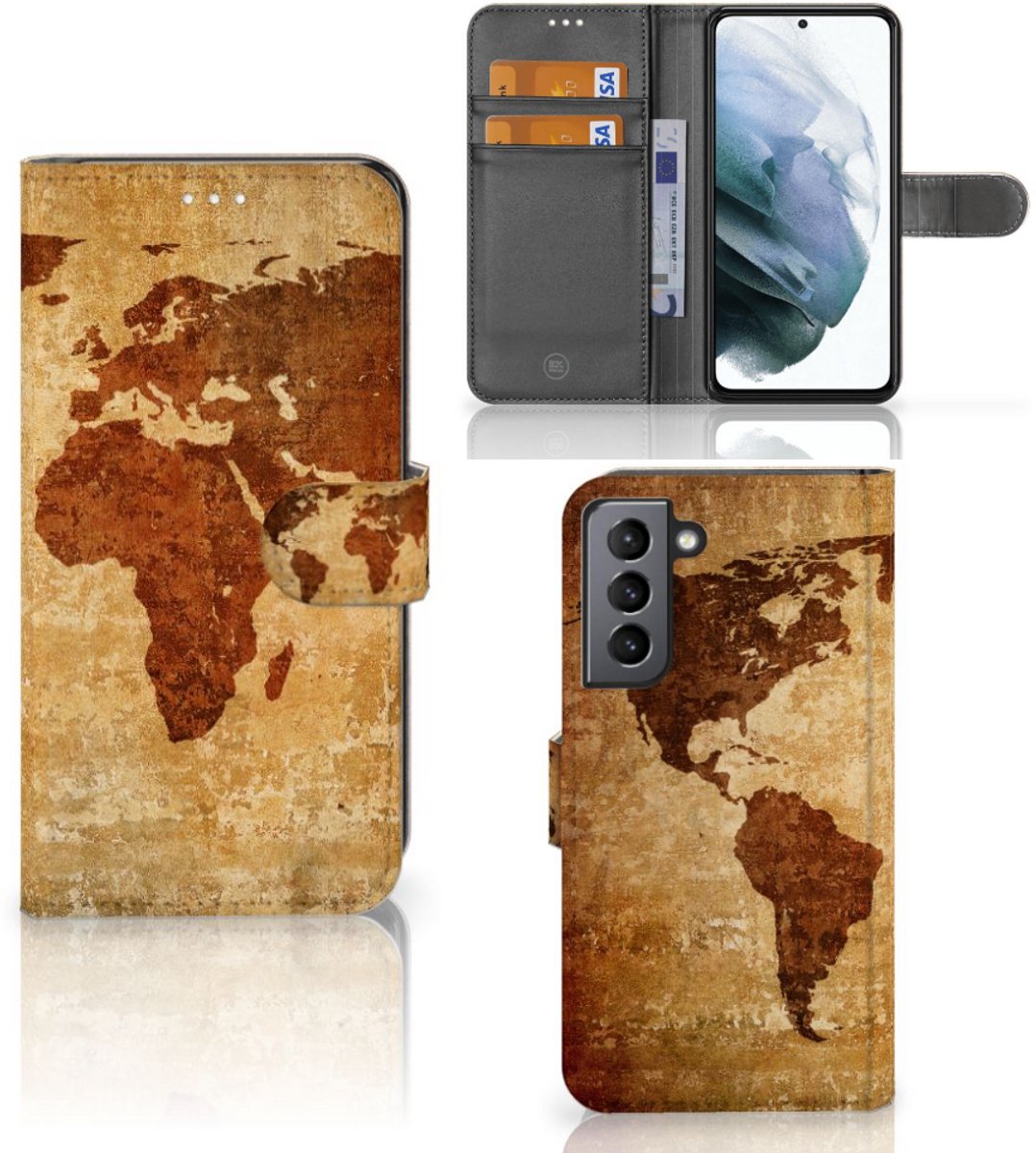 Samsung Galaxy S21 FE Flip Cover Wereldkaart