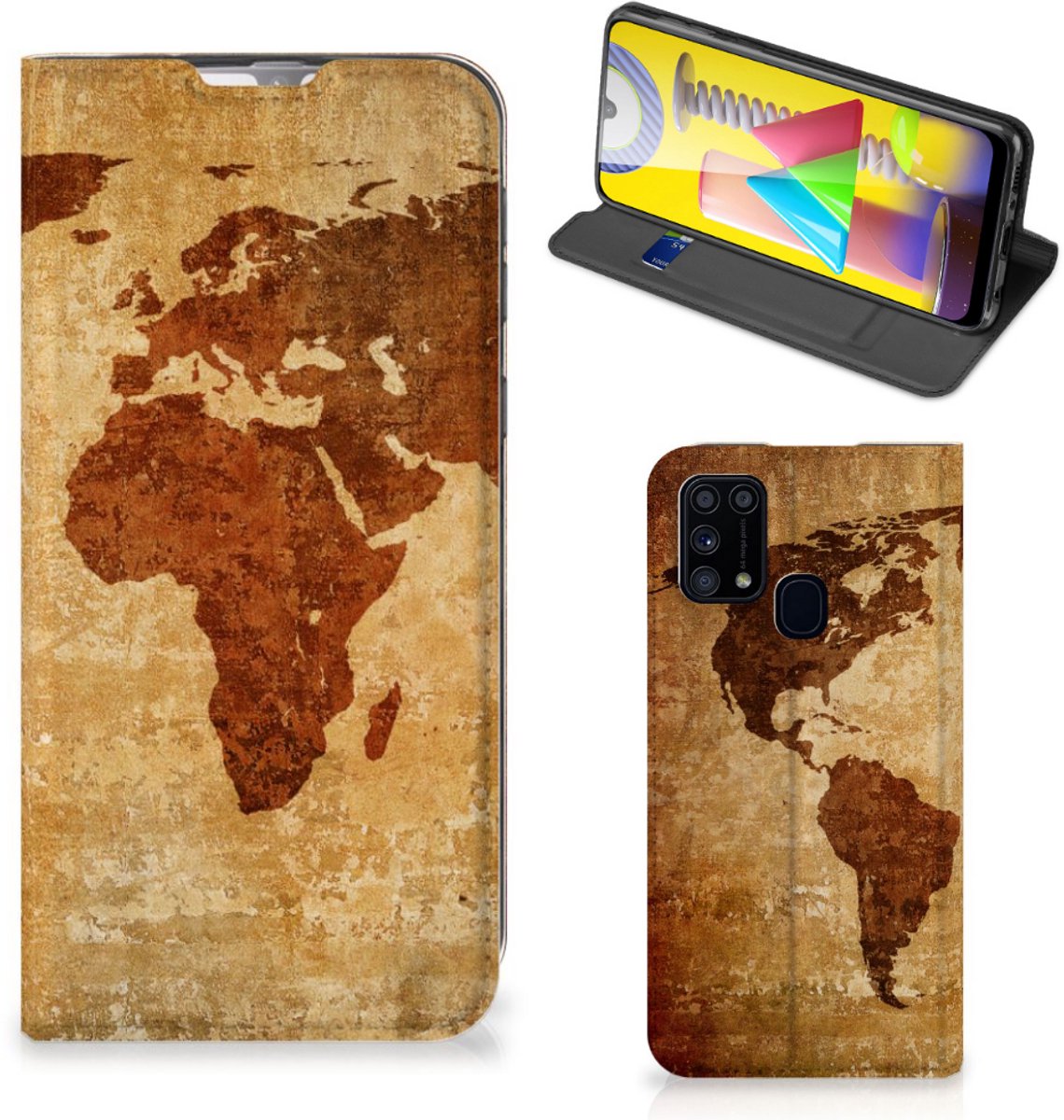 Samsung Galaxy M31 Book Cover Wereldkaart