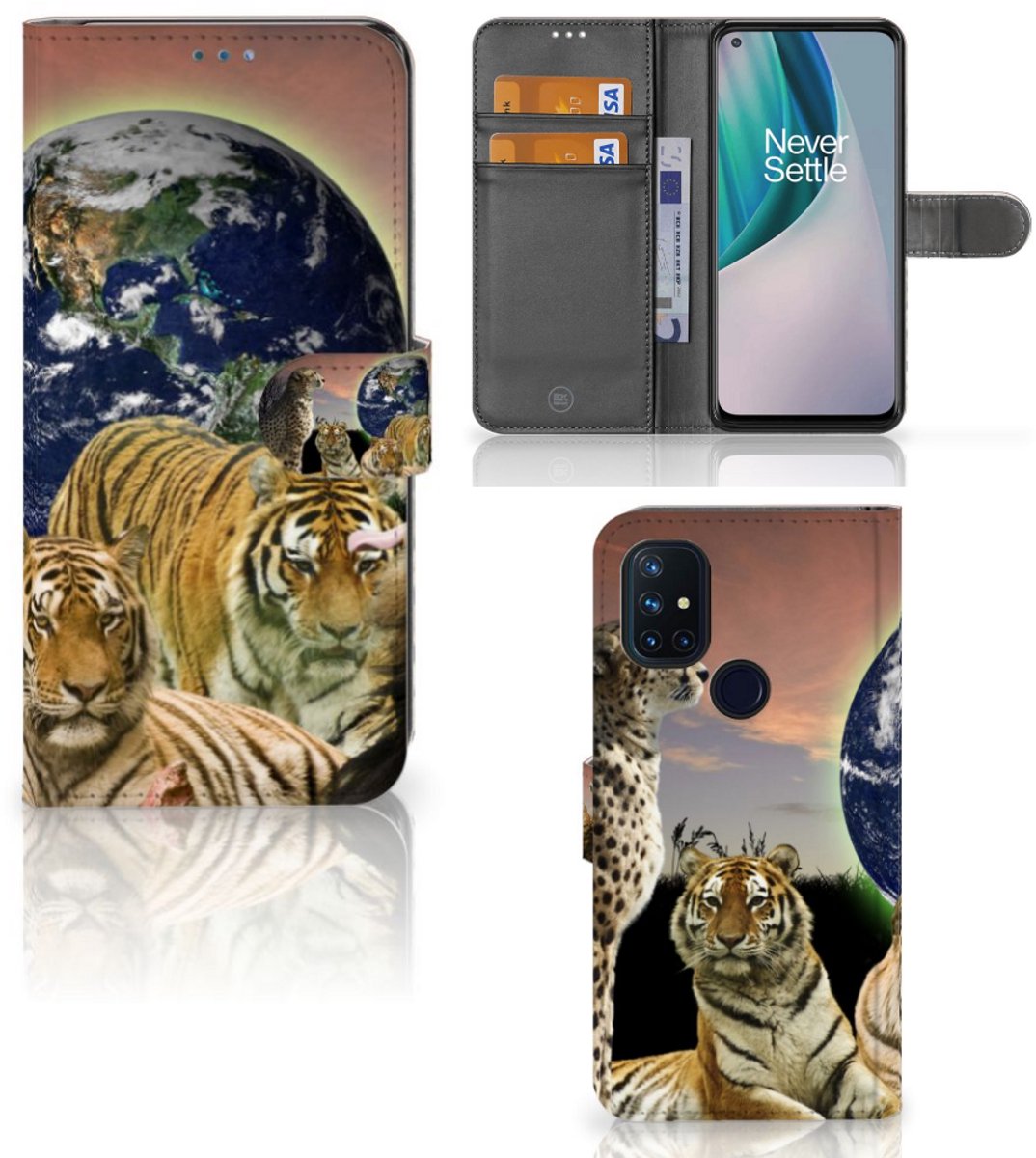 OnePlus Nord N10 Telefoonhoesje met Pasjes Roofdieren