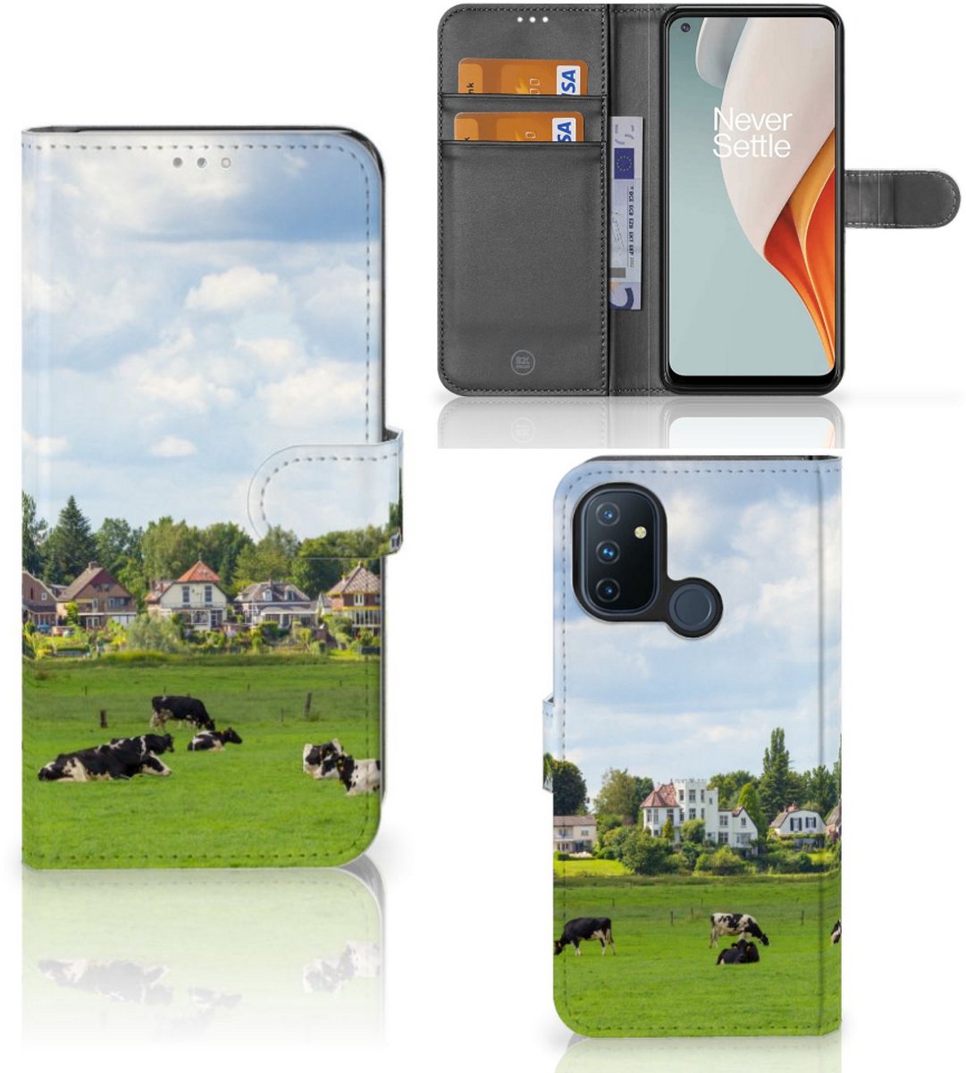 OnePlus Nord N100 Telefoonhoesje met Pasjes Koeien