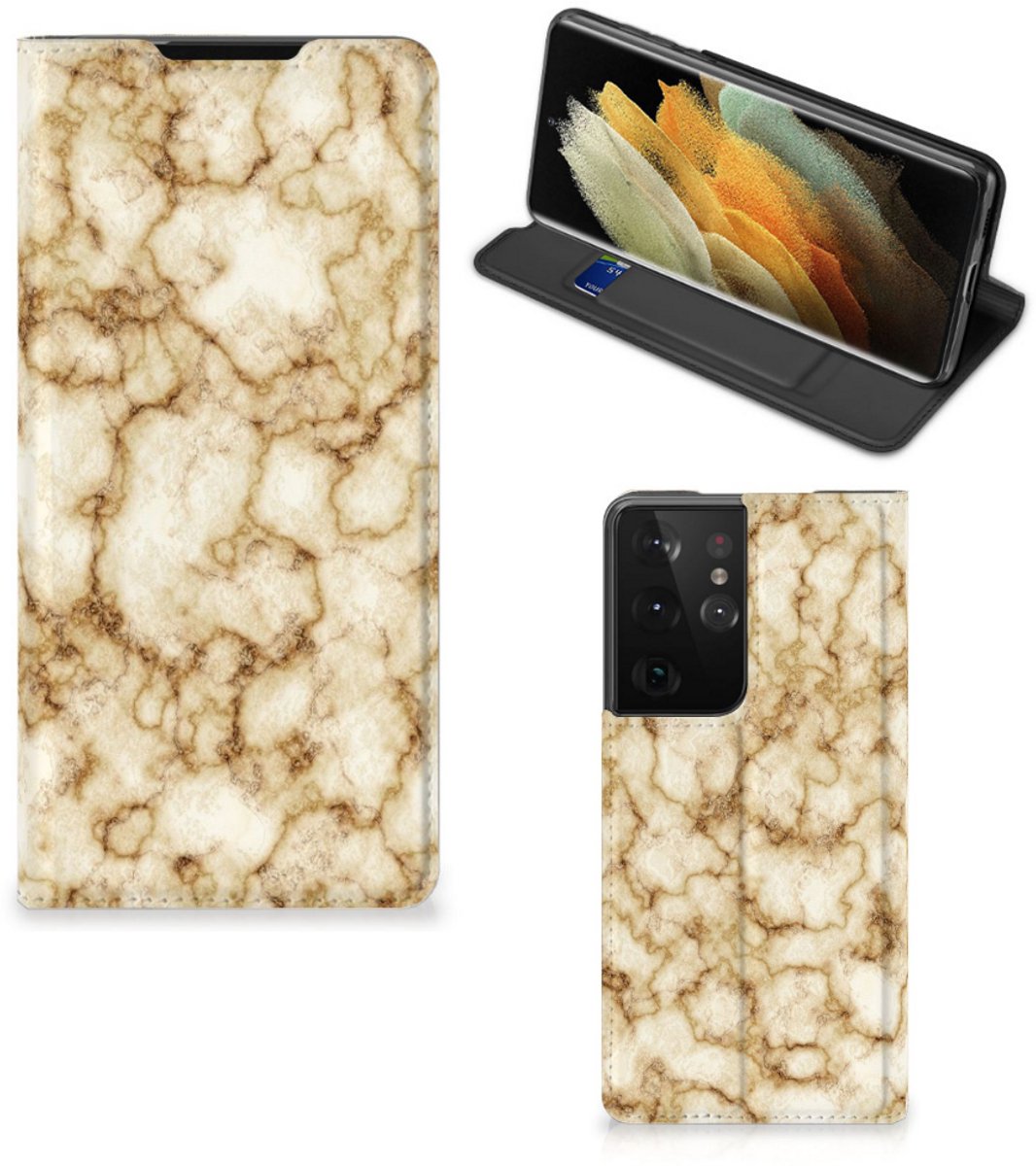 Samsung Galaxy S21 Ultra Standcase Marmer Goud