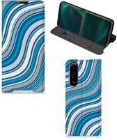 Coque Sony Xperia 5 III Book Case Vagues Blauw