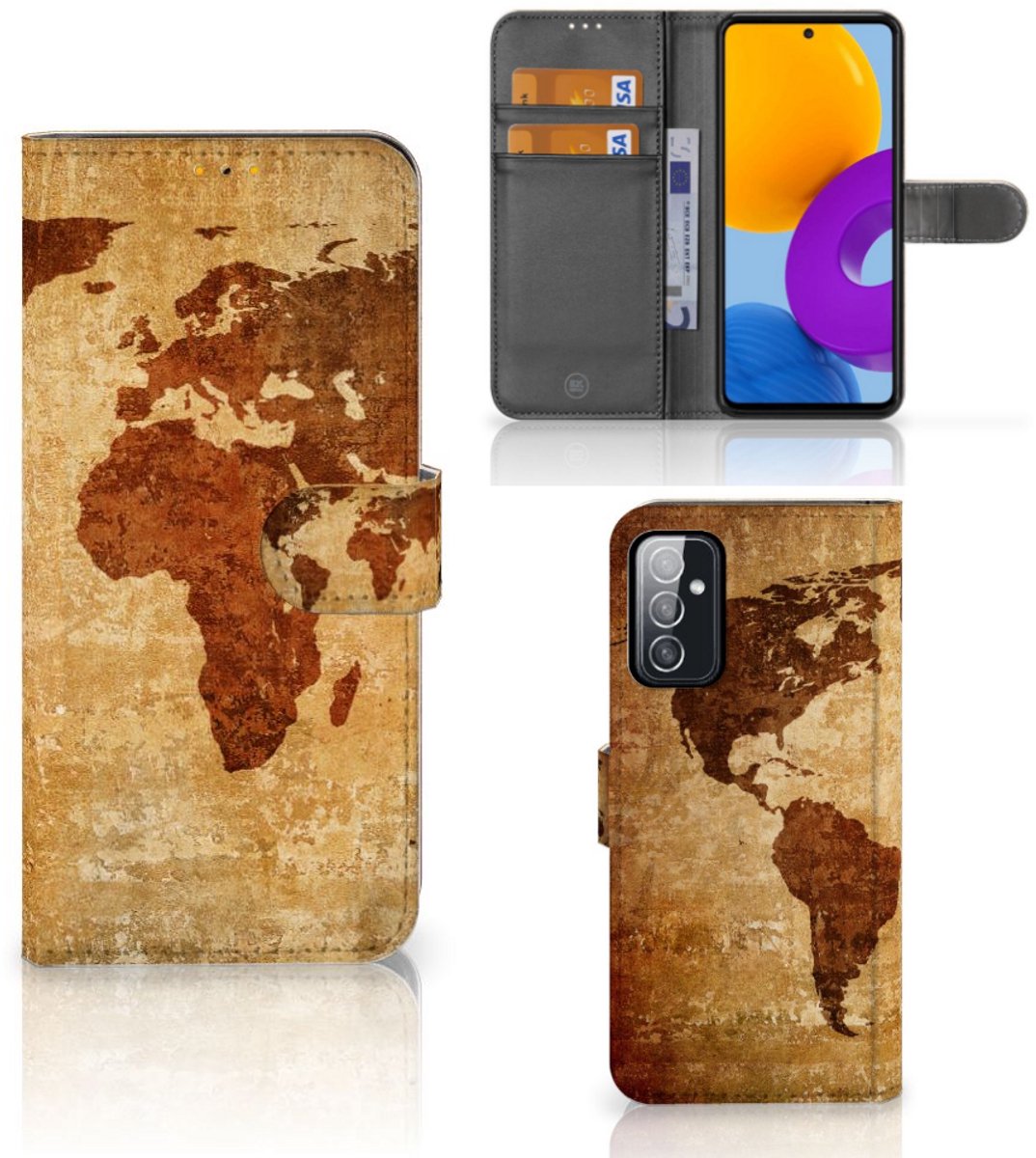 Samsung Galaxy M52 Flip Cover Wereldkaart