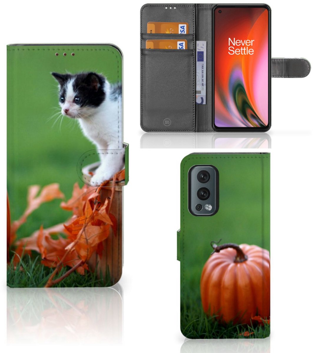 OnePlus Nord 2 5G Telefoonhoesje met Pasjes Kitten