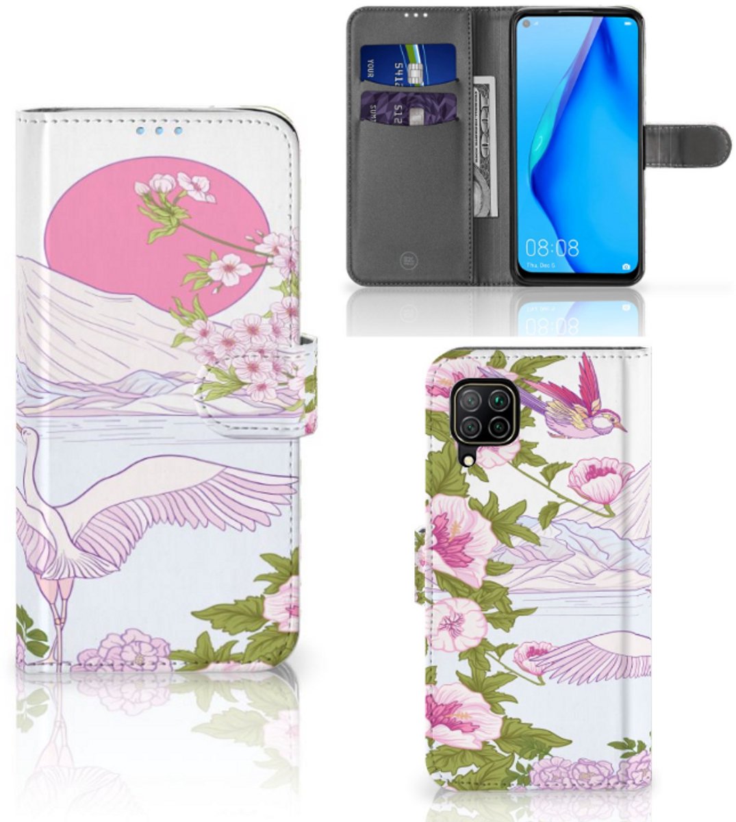 Huawei P40 Lite Telefoonhoesje met Pasjes Bird Standing