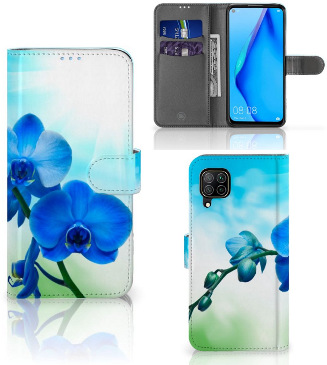 Huawei P40 Lite Hoesje Orchidee Blauw - Cadeau voor je Moeder