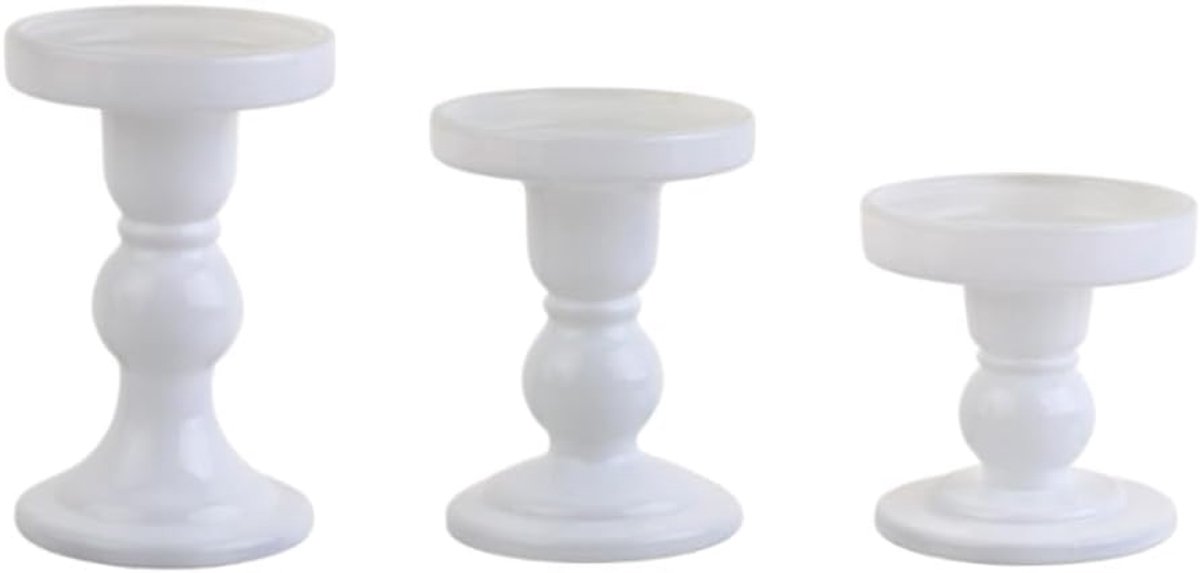 3-delige set glazen kandelaar met kristallen houder en conische kaars - Elegante kerstdecoratie voor woonkamer en bruiloft