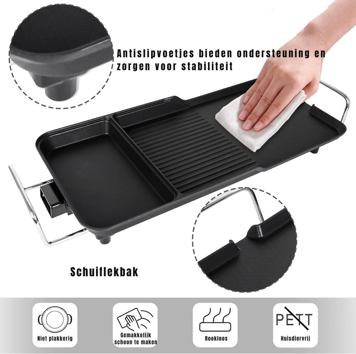 DYNA® Gourmetstel 4 personen - Gourmetstellen - Gourmet - Zwart -71cm x 12cm x 32cm – foto 2