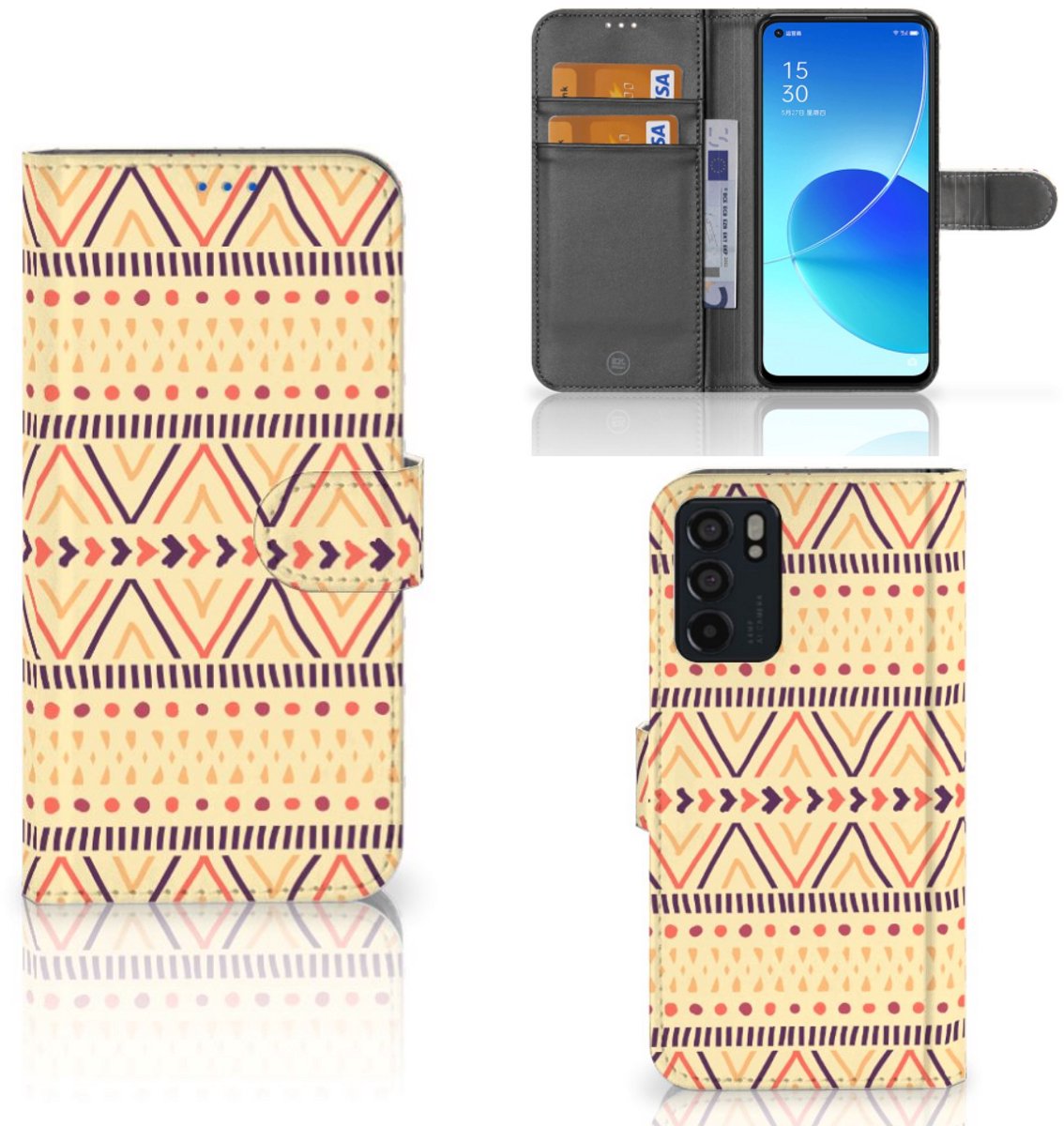 OPPO Reno6 5G Telefoon Hoesje Aztec Yellow
