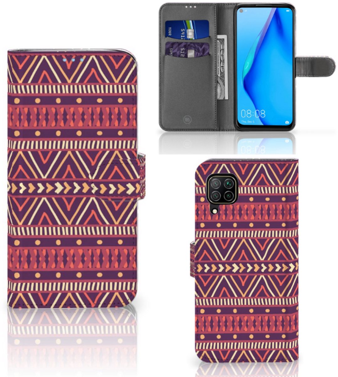 Huawei P40 Lite Telefoon Hoesje Aztec Paars