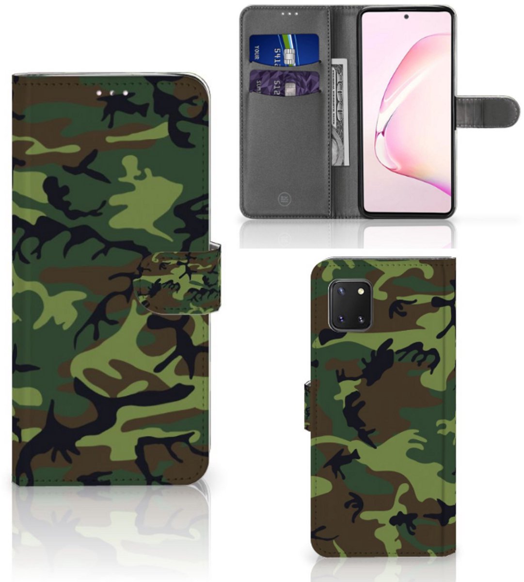 Book Case voor Samsung Note 10 Lite Telefoon Hoesje Army Dark