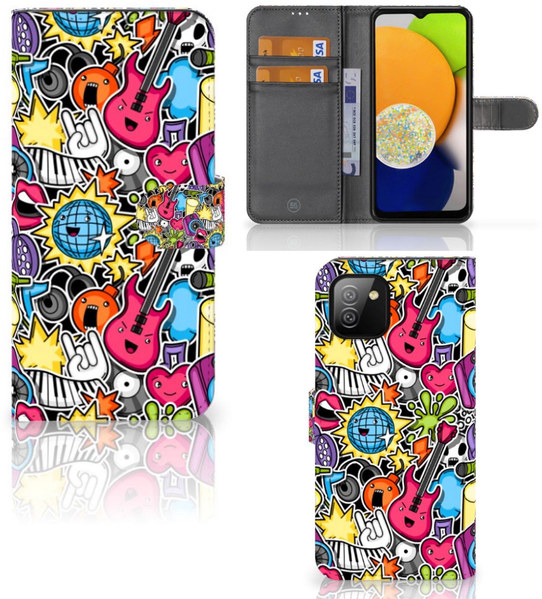 Samsung Galaxy A03 Wallet Case met Pasjes Punk Rock