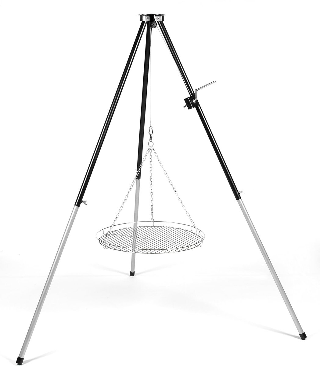 Driepoot Grillframe met Helling en Verstelbare Hoogte - Stalen Grillstand