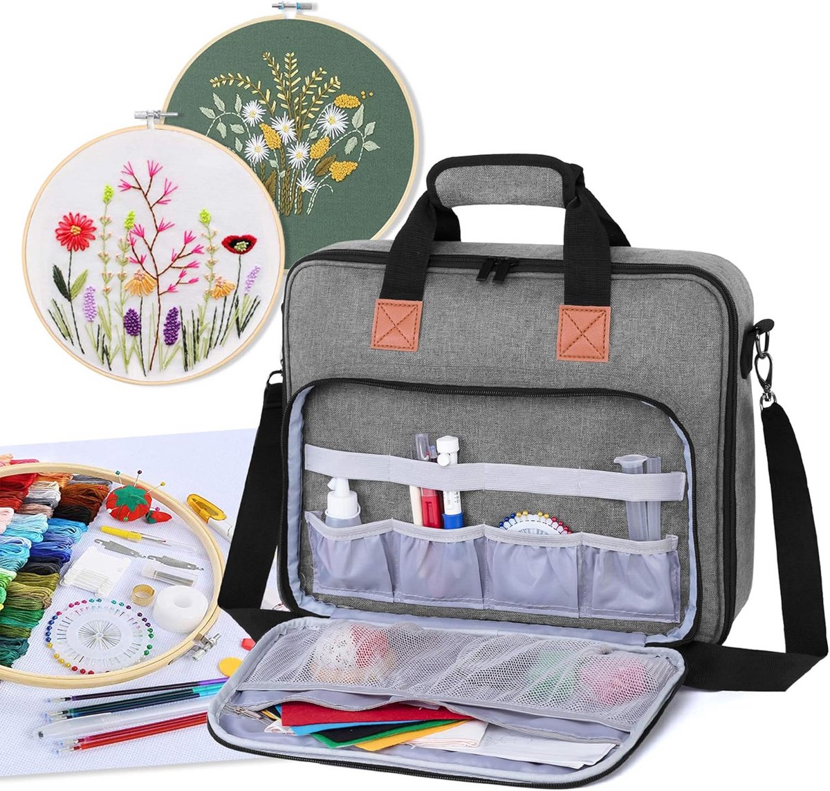 Borduurtas voor Accessoires en Kleurdraden – Draagbare Organizer