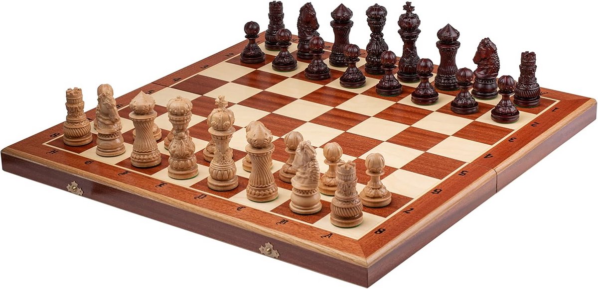 Master of Chess Wooden Chess Board with Pieces 60cm - Handmade and Portable Large Chess Set for Kids and Adults — cadeau in Spellen & Speelgoed - foto 6