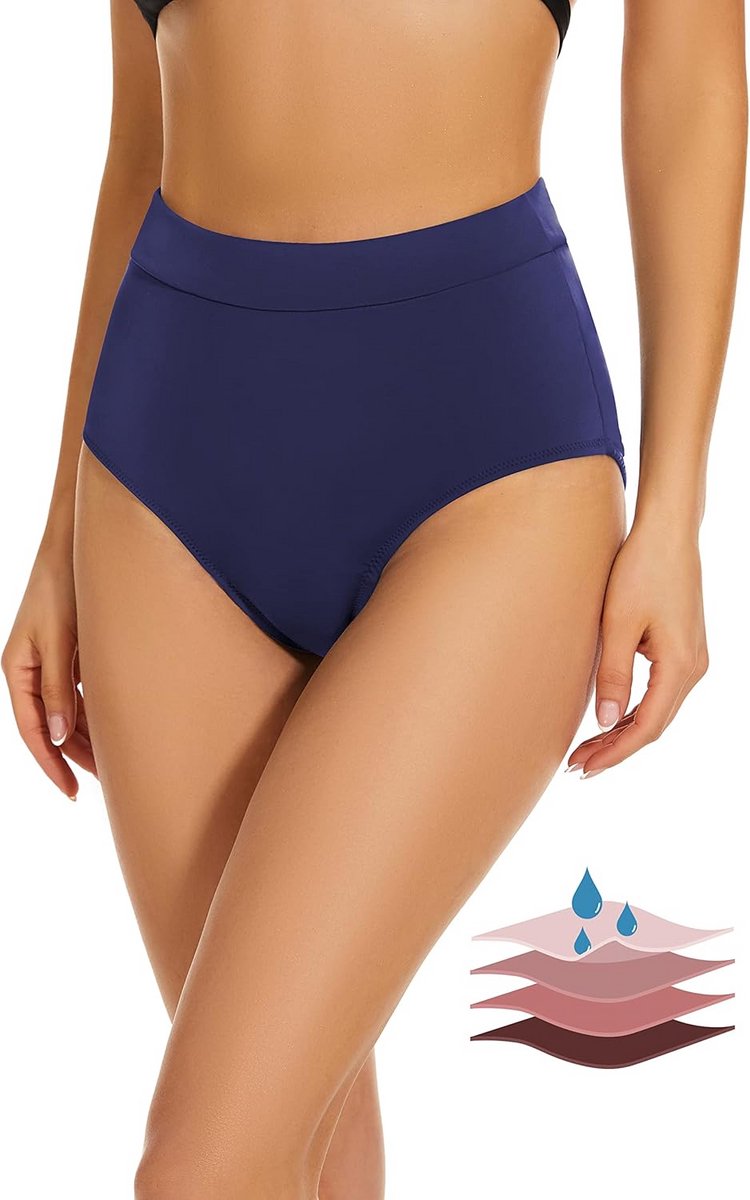 Lekvrij Menstruatiezwemkleding voor Vrouwen en Meisjes - Marineblauw, Waterdicht met UPF 50+