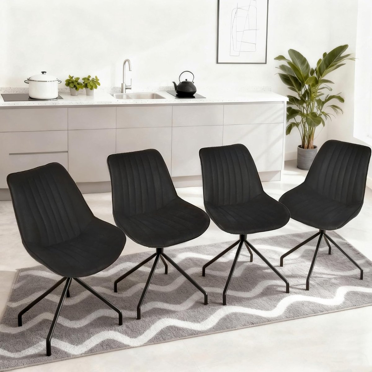 Draaistoelen Set van 4 - Swivel Eetkamerstoelen met Metalen Poten voor Eetkamer en Woonkamer