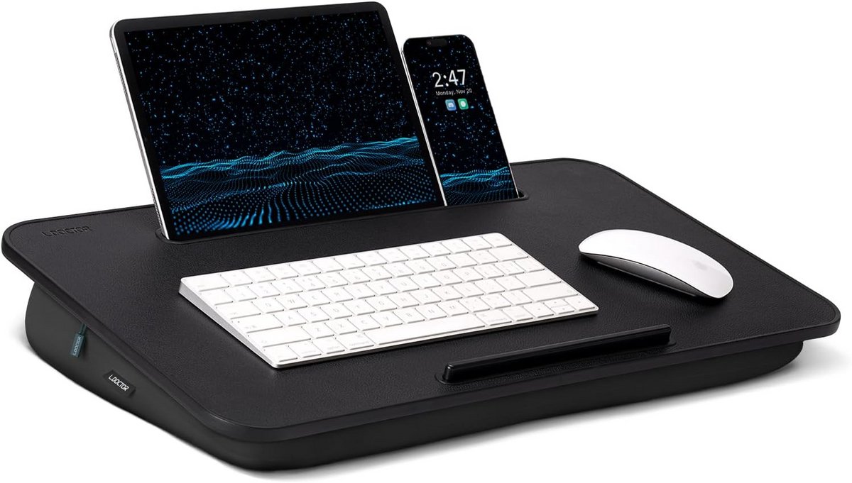 Laptop schootbureau met kussen tot 17 inch - ergonomisch en wasbaar - ideaal voor gamen en werken op bed