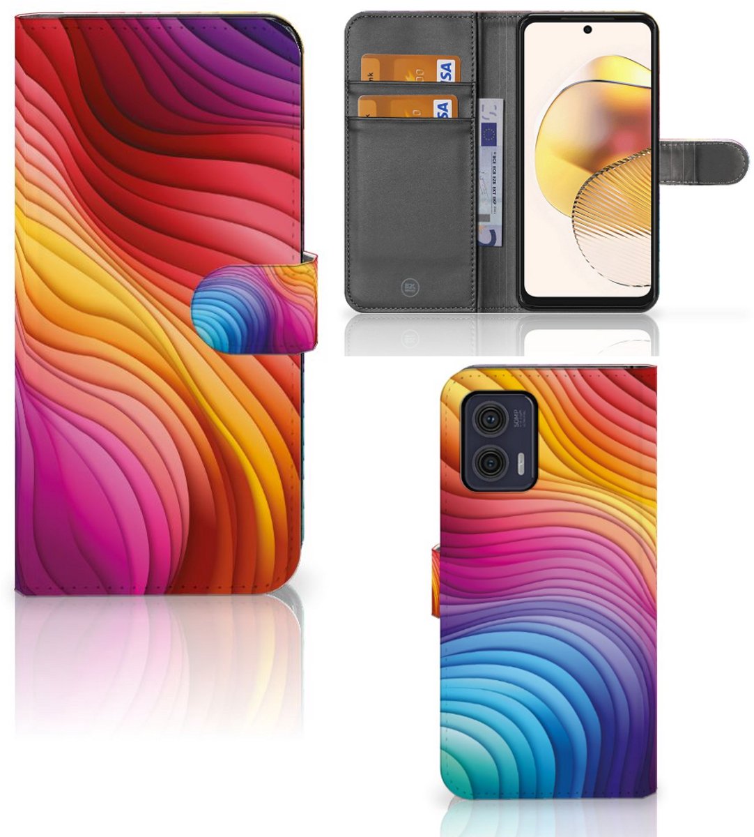 Book Case voor Motorola Moto G73 Regenboog