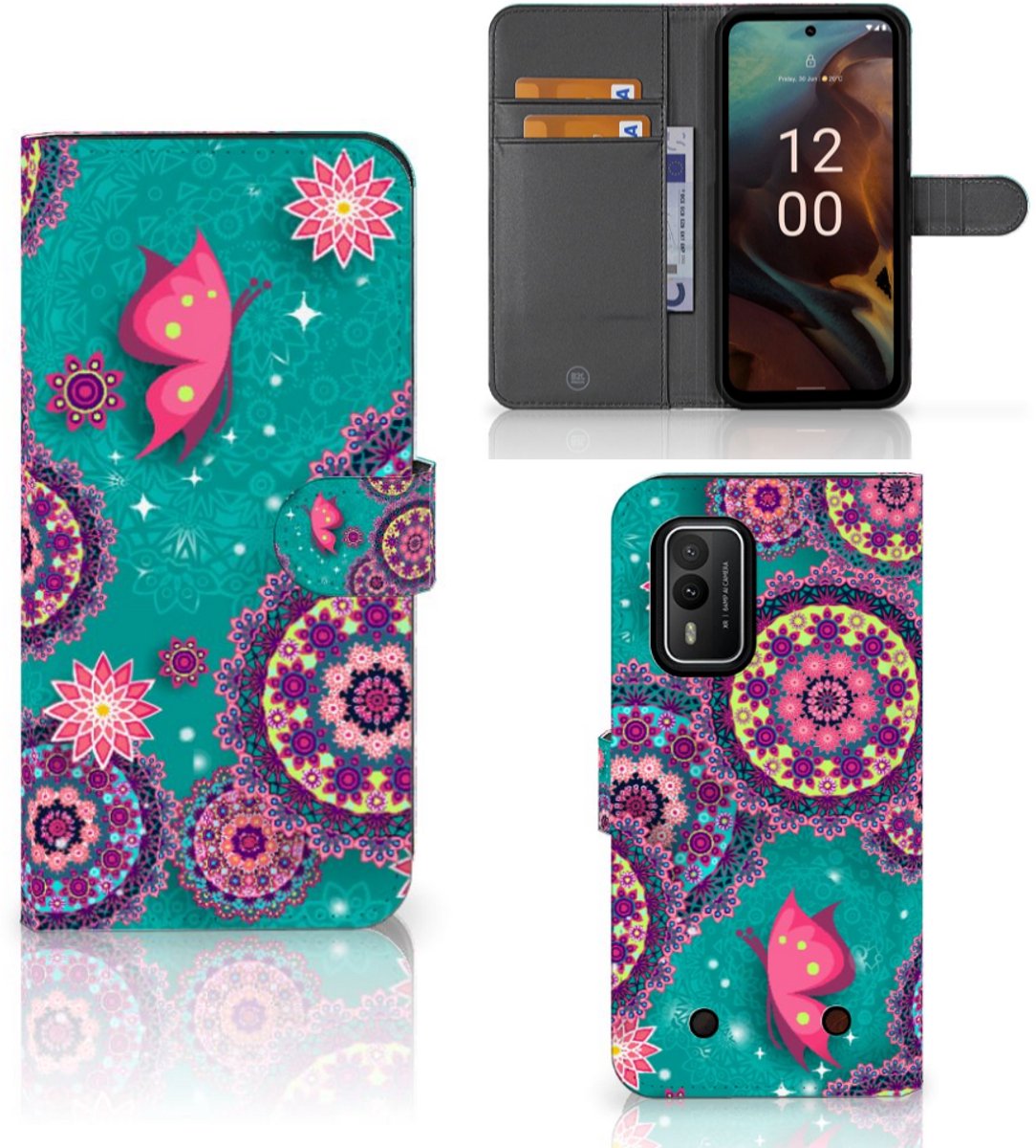 Nokia XR21 Hoesje Cirkels en Vlinders