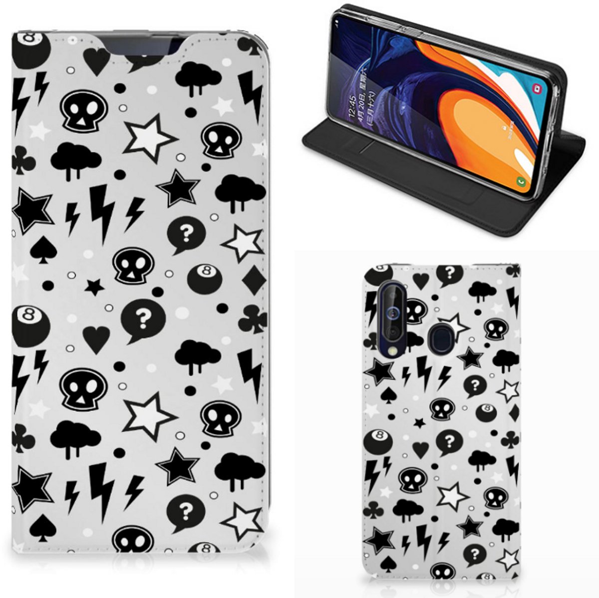 Standcase Hoesje voor Mobiel BookCase Samsung Galaxy A60 Silver Punk