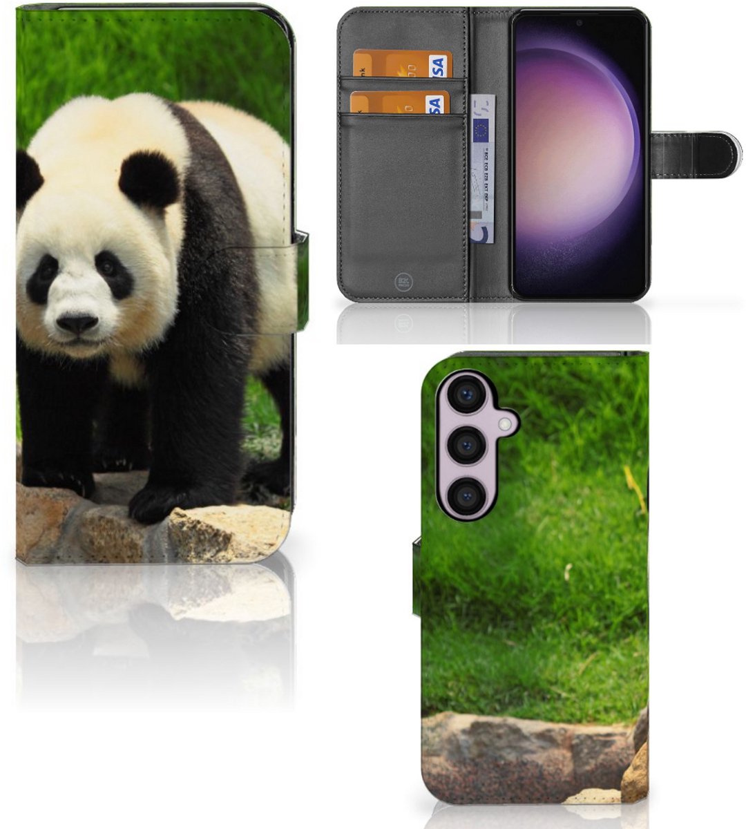Samsung Galaxy S24 Plus Telefoonhoesje met Pasjes Panda