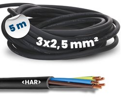 Rubberen Kabel H07RN-F 3 x 2,5 mm² voor Buiten - Flexibele Bouwplaatkabel, UV- en Oliebestendig