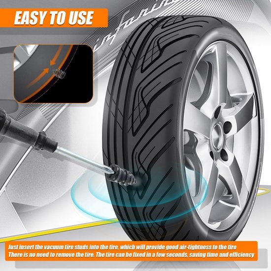 60 Stuks Bandenreparatieset voor Auto, Vrachtwagen, Caravan en Fiets van Merkloos — afbeelding 2