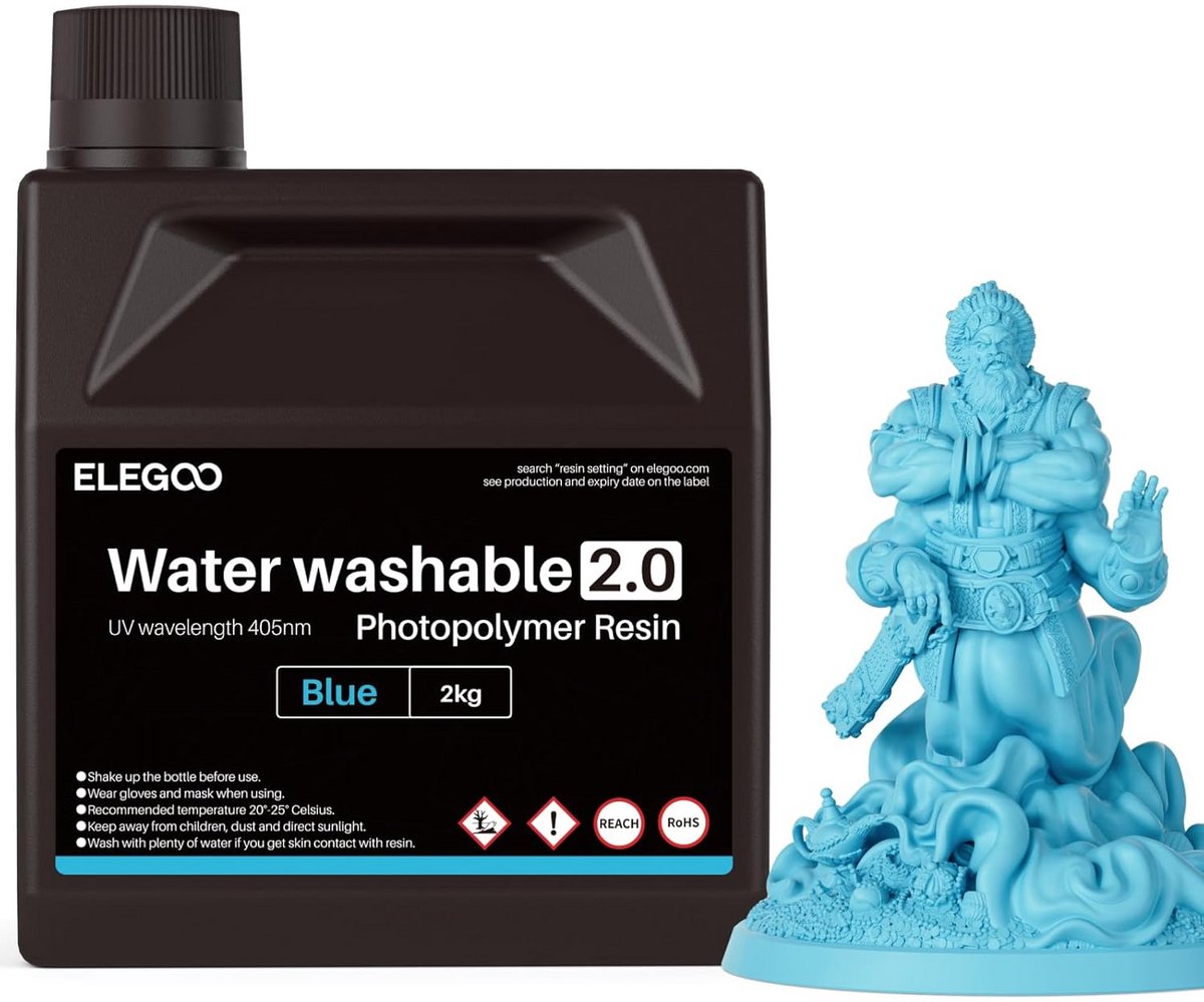 Waterafwasbare 3D-printer Hars 2.0 - Hoge Precisie en Minder Krimp - Geschikt voor LCD/DLP/SLA 3D-printers - 2000g