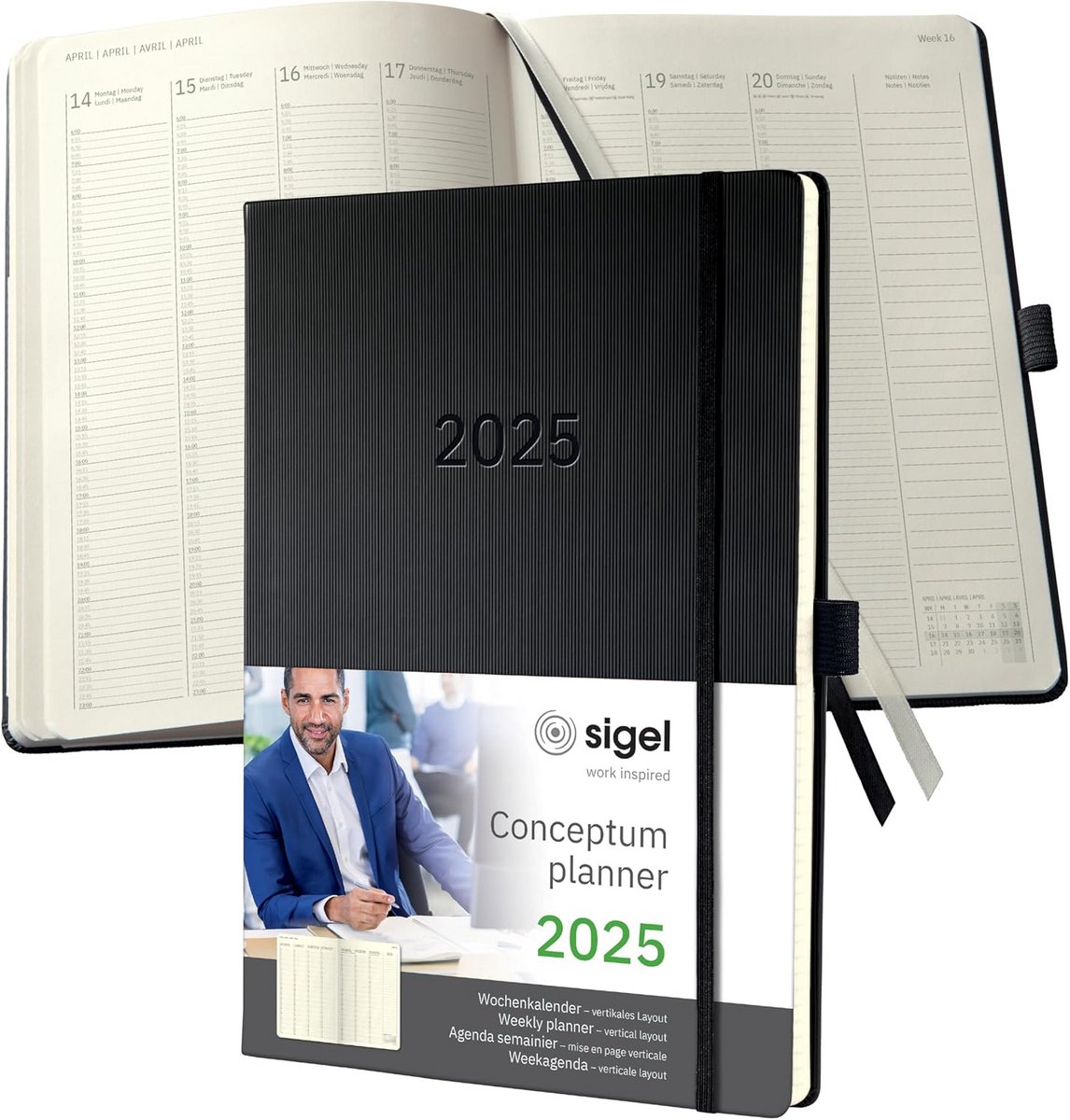Wochenkalender 2025 A4+ - Vertikale Indeling - Elegante Hardcover Afwerking