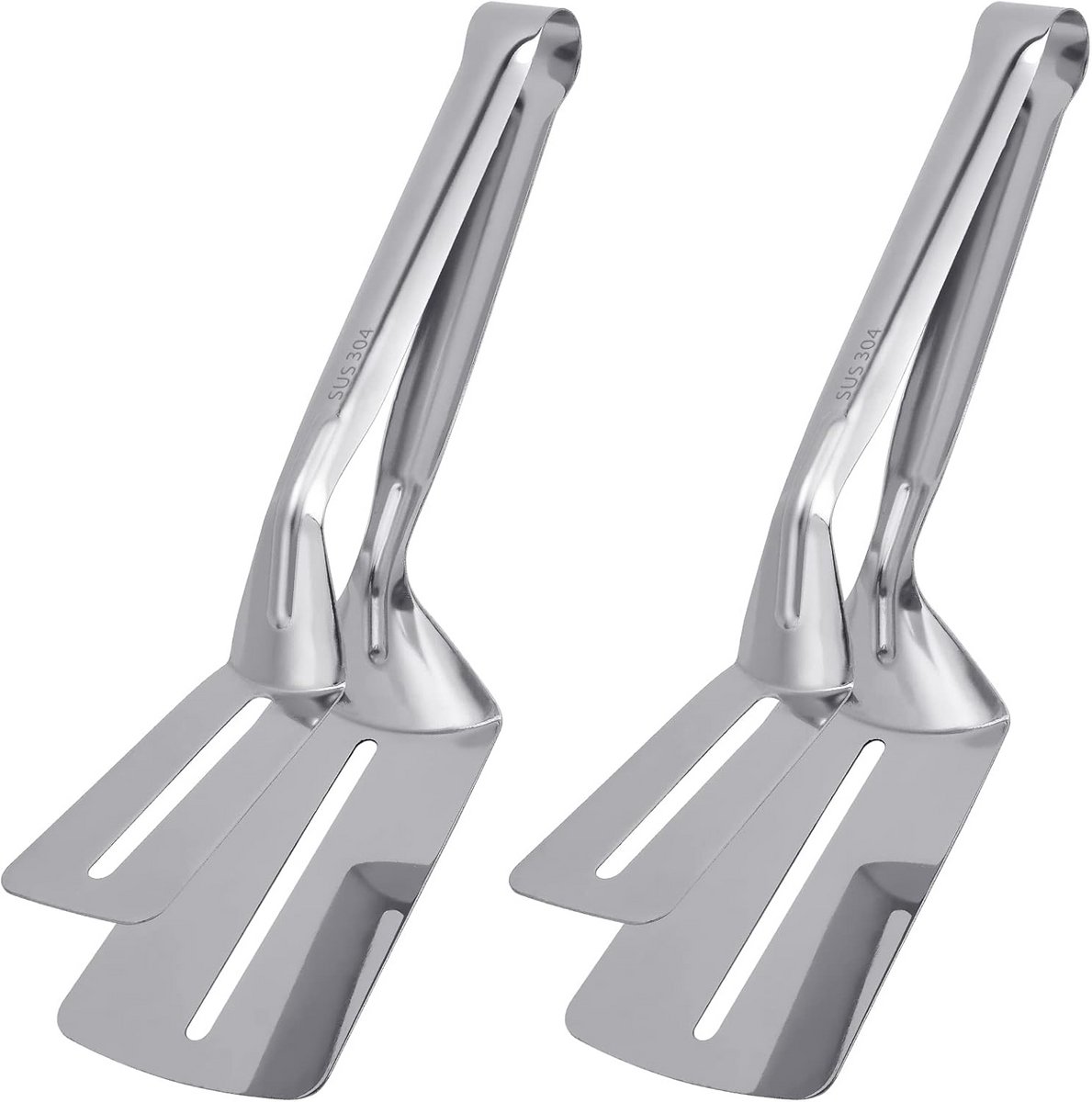 Multifunctionele 10 inch Kooktang met Dubbelzijdige Spatel voor Vlees, Brood en Pizza