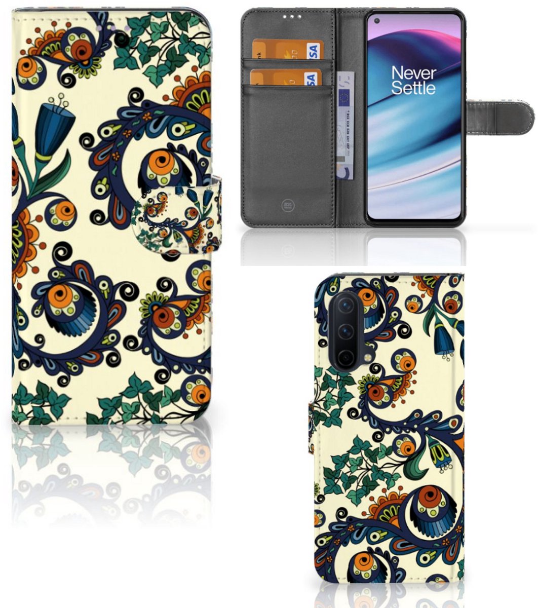 Book Case voor Wallet Case OnePlus Nord CE 5G Barok Flower