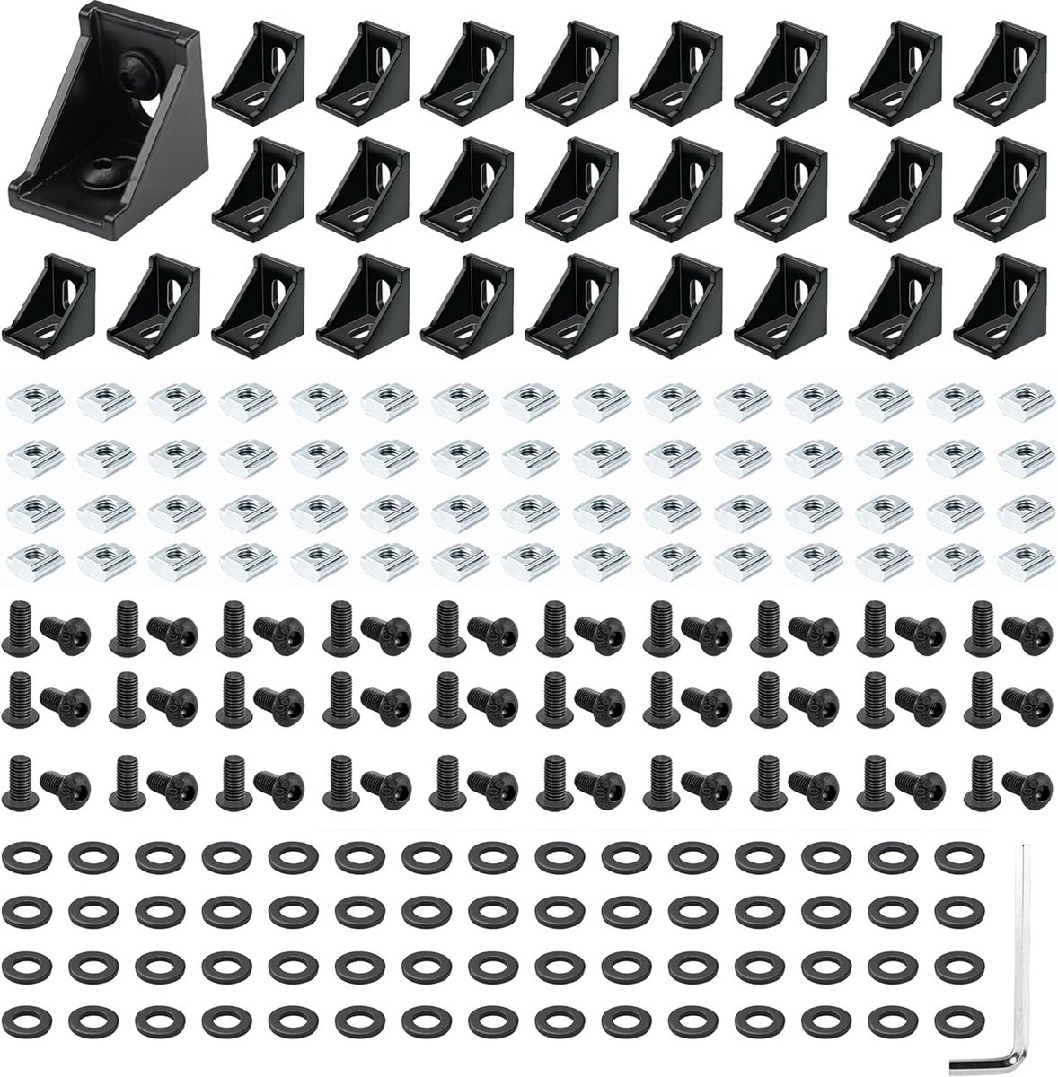 Aluminium Profiel Connector Set 2020-serie met Hoekbeugels en T-sleuf Schuifmoeren