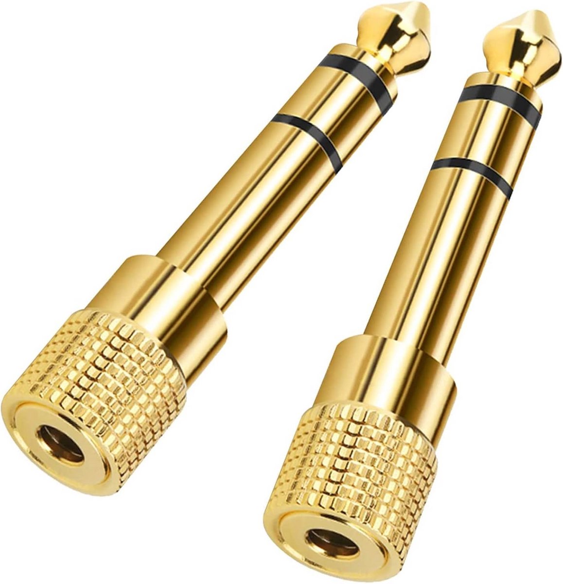 Audio Jack Adapter 6.3 mm Male naar 3.5 mm Female - 2 stuks Zuiver Koper Verguld
