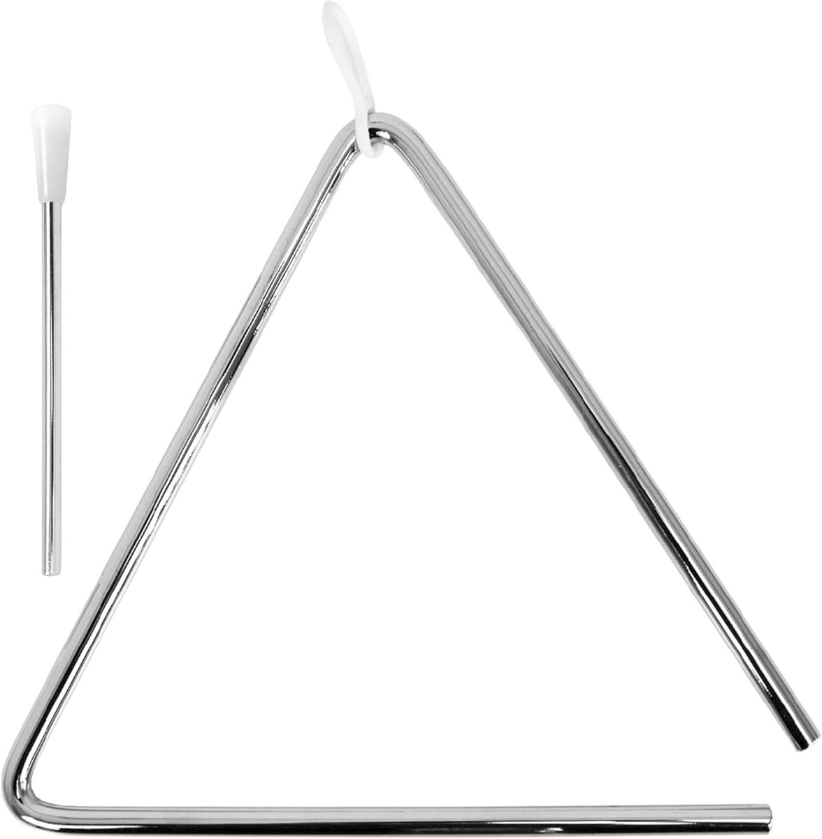 Traditionele metalen muziekdriehoek 20 cm met metalen klopper